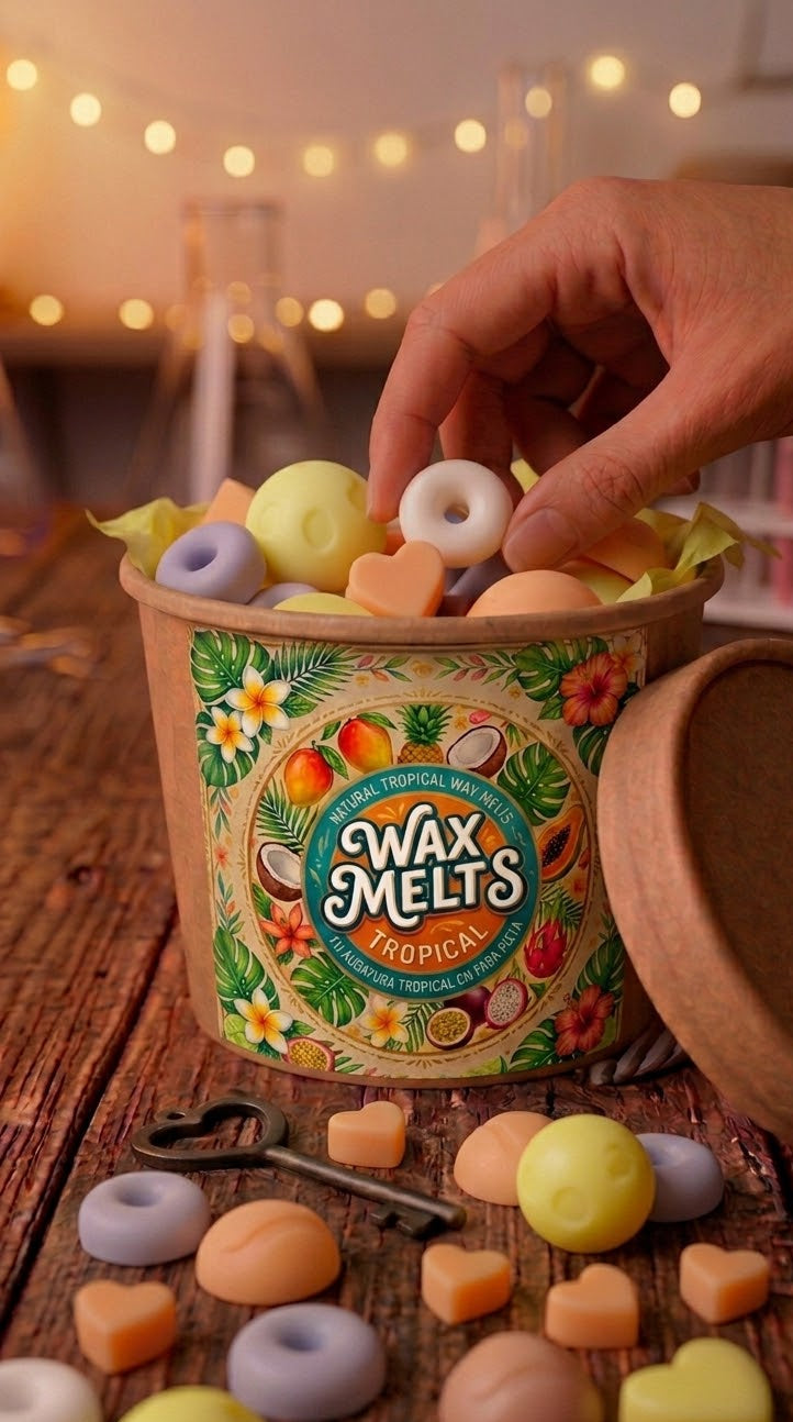 Wax Melts Artesanales Aroma Tropical Coco Piña y Maracuyá - Ambientador Sin Llama