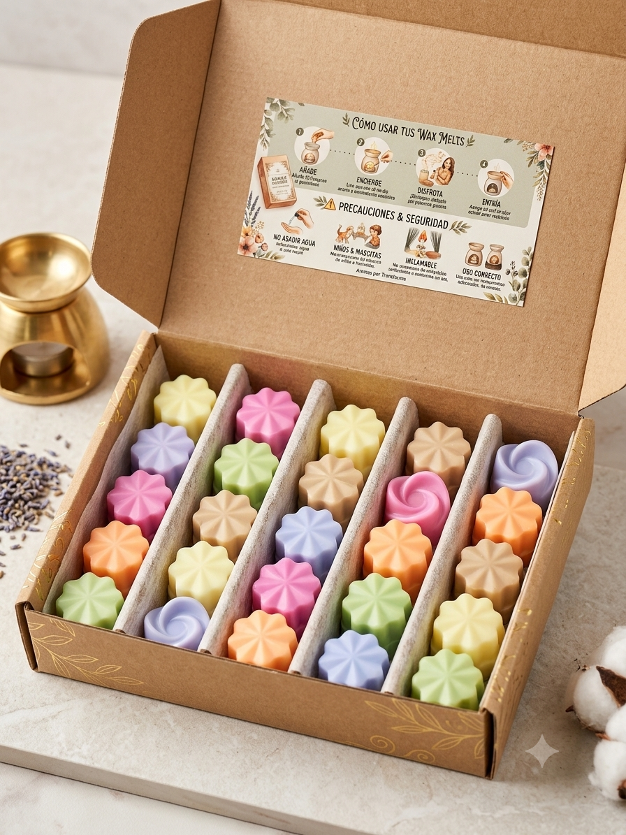 Pack 6 Wax Melts Artesanales Surtidos - Limón Lavanda Melocotón Pistacho