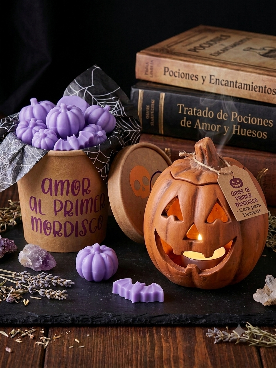 Wax Melts Artesanales Halloween Aroma Dulce Manzana y Caramelo - Bote Kraft