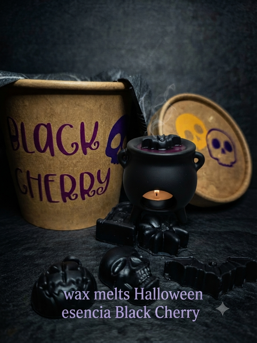 Wax Melts Artesanales Cereza Negra Halloween - Bote Kraft Edición Limitada